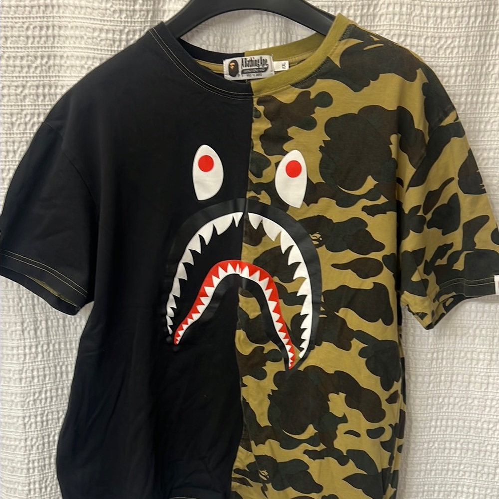 Bape half camo shark T-shirt